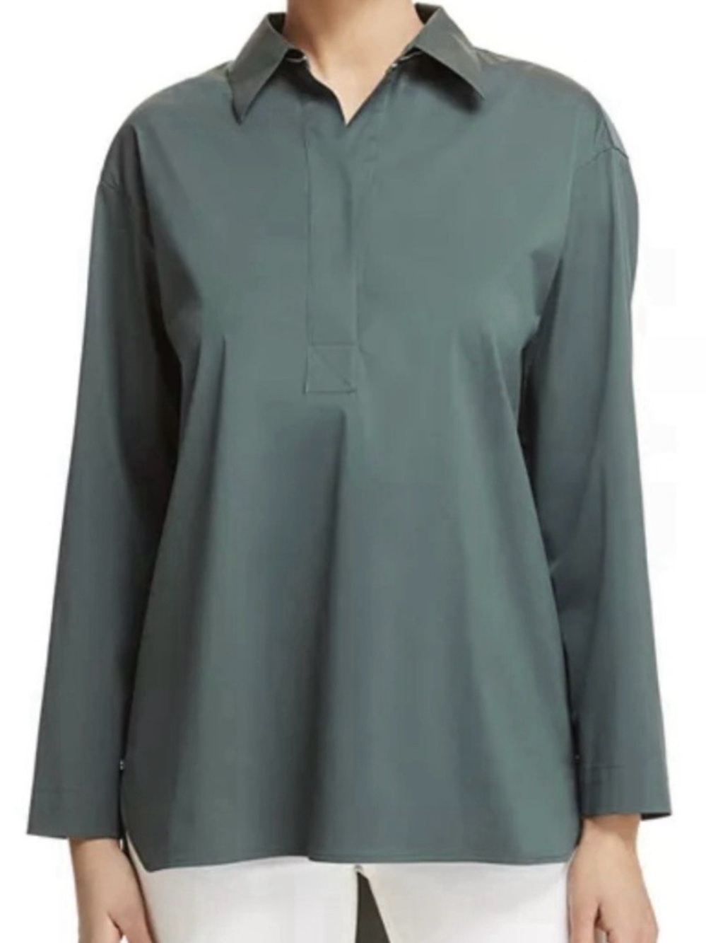 Lafayette 148 New York Forest Green Popover Tunic S Henley Top - Picture 8 of 8